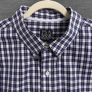 Jos A Bank Shirt XXL Signature Purple Plaid Wrinkle Free OCBD Oxford Button Down